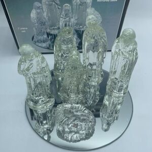 Chadwick Glass Nativity Mirrored Base Christmas Holiday 7 Piece 90s Vintage 1995